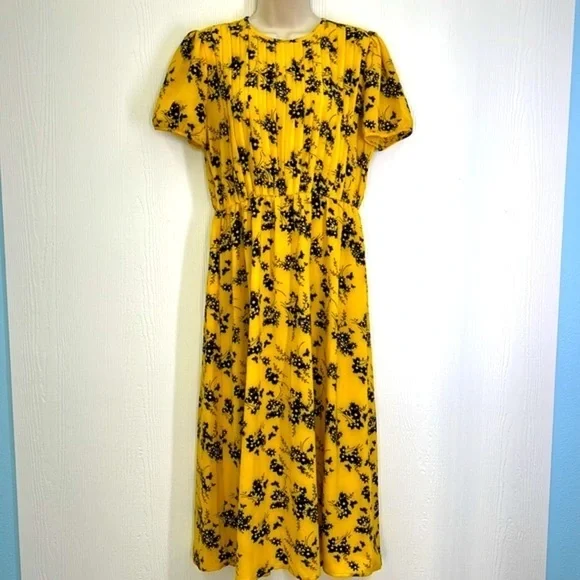 Michael Kors - Botanical Colorful Print Crepe Midi Zip Closure Dress Size Medium - Picture 3 of 12